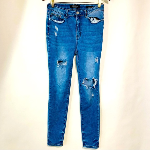 Judy Blue Denim - Judy Blue Womens Light Blue Washed Skinny Jeans Size 29